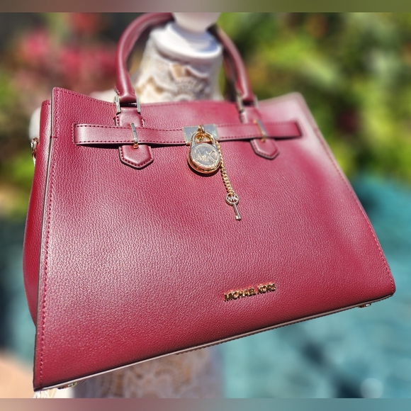 New! Michael Kors Hamilton 2 Way Satchel In Gorgeous Oxblood Color! Giftable! - Picture 5 of 8